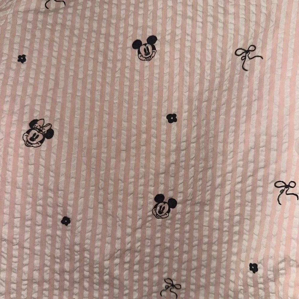 American Eagle AE Disney Mickey and Minnie Pajama Top Pink Seersucker Bows XXL